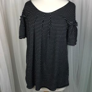 Max Studio Front Pleat Flutter Sleeve Tee SZ M